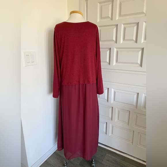 NWT Soft Surroundings Cassie Dress Long Maxi Chiffon Cabernet Size XL 1X 2X 3X - Picture 5 of 16